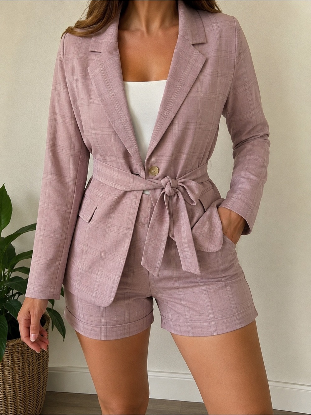 Tailored pink summer set